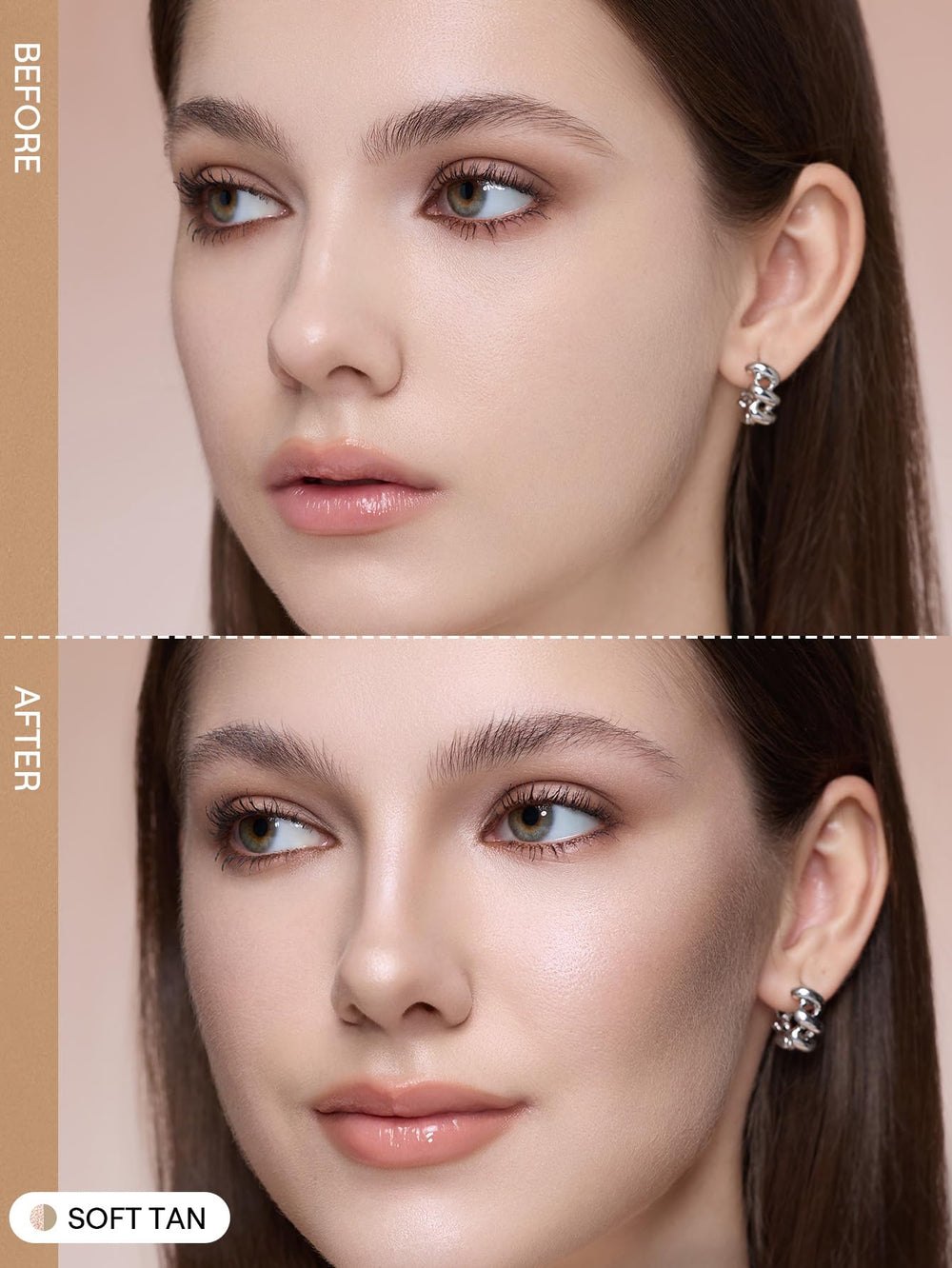 SHEGLAM contour stick applied to cheek to show sculpting and natural definition