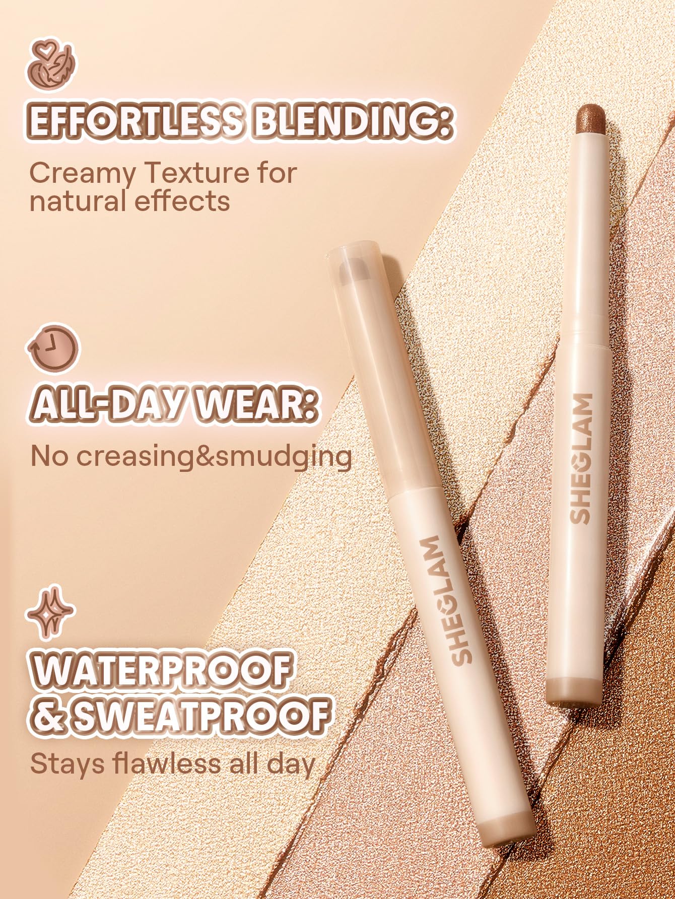 SHEGLAM stick open tip highlighting smooth glide for easy application