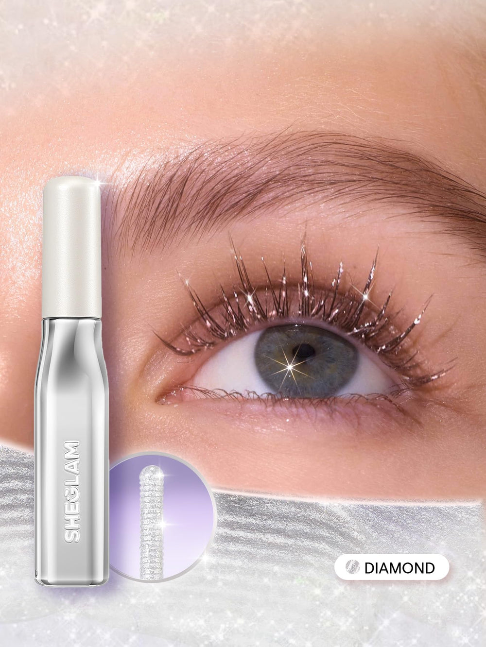 SHEGLAM brushed through brows showing subtle shimmer and groomed shape