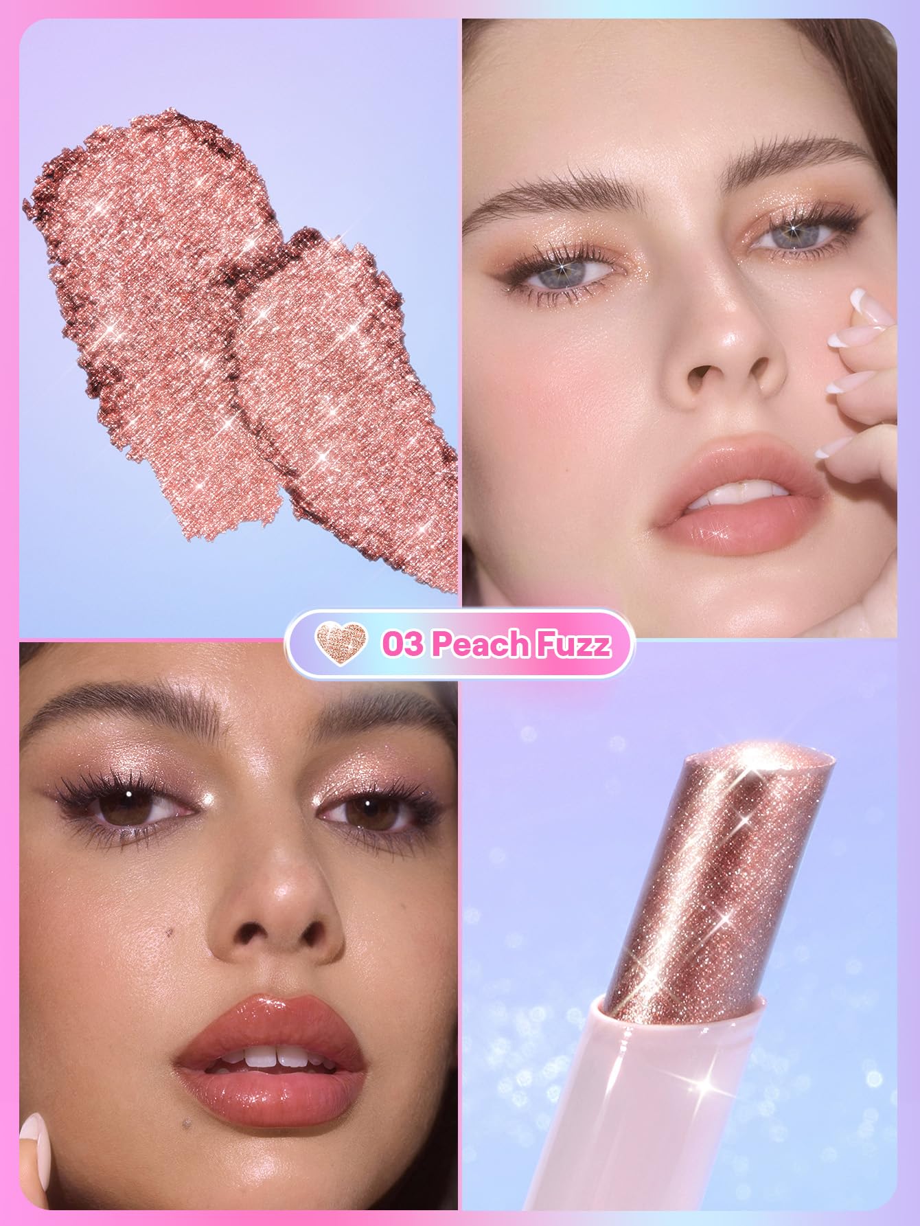 SHEGLAM stick with cap off revealing peach jelly tip for easy application