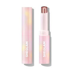 SHEGLAM stick front view showing peach shade and convenient twist-up design