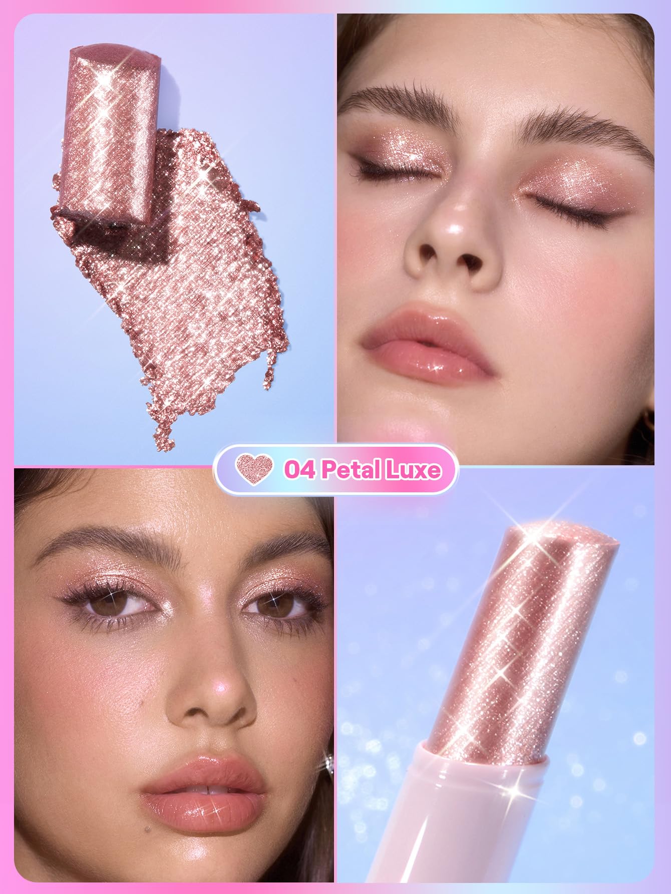 SHEGLAM arm swatch of Petal Luxe showing buildable pink-pearl shimmer