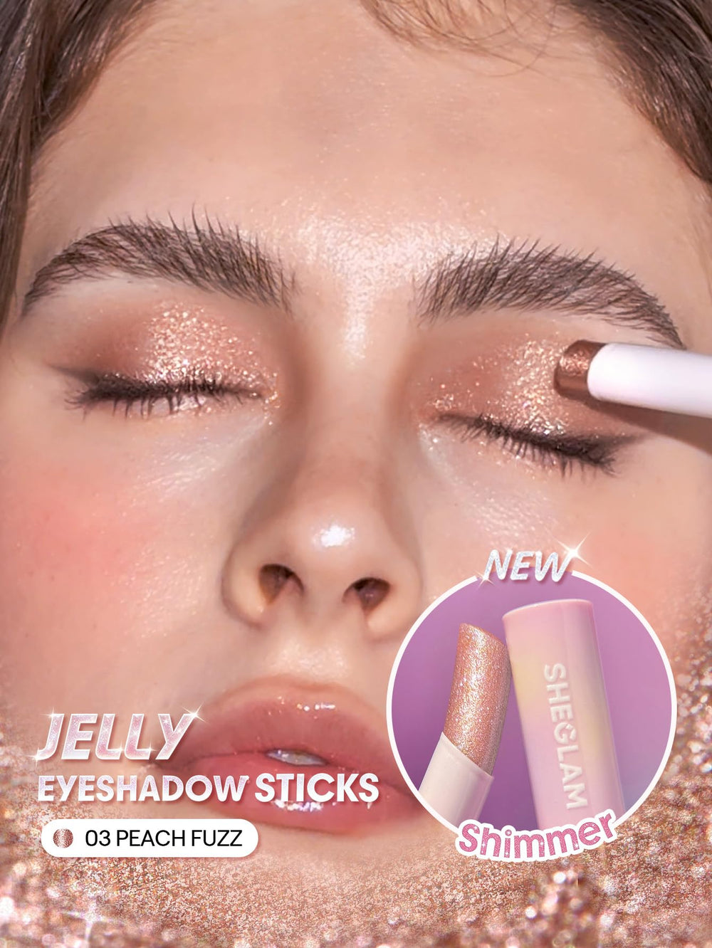 SHEGLAM close-up of jelly texture highlighting lightweight, hydrating finish