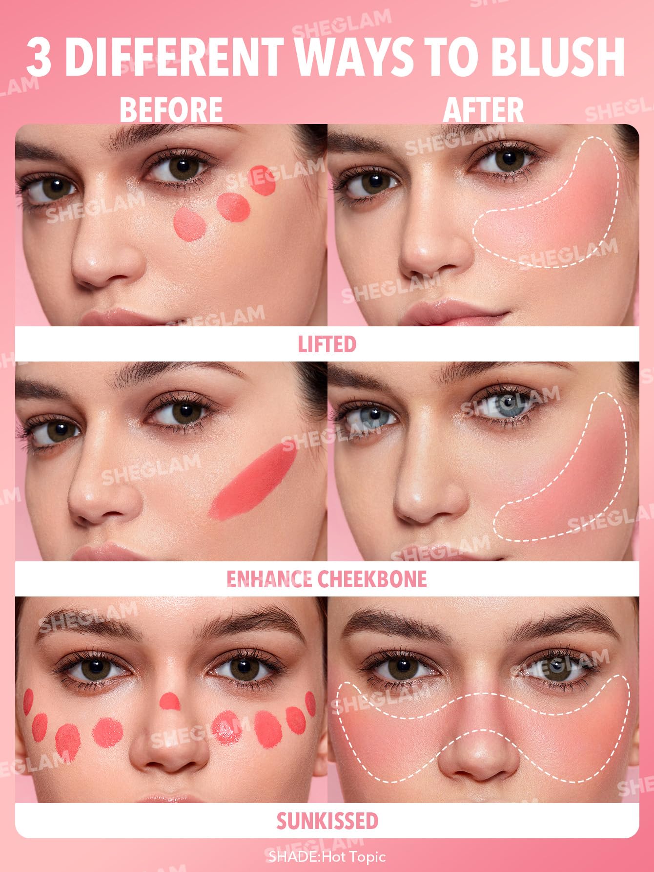 SHEGLAM Cutie Pie applied on model cheeks showing natural flush