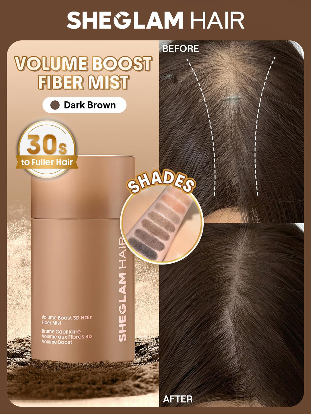 SHEGLAM close-up of microfibers texture for realistic hair blending