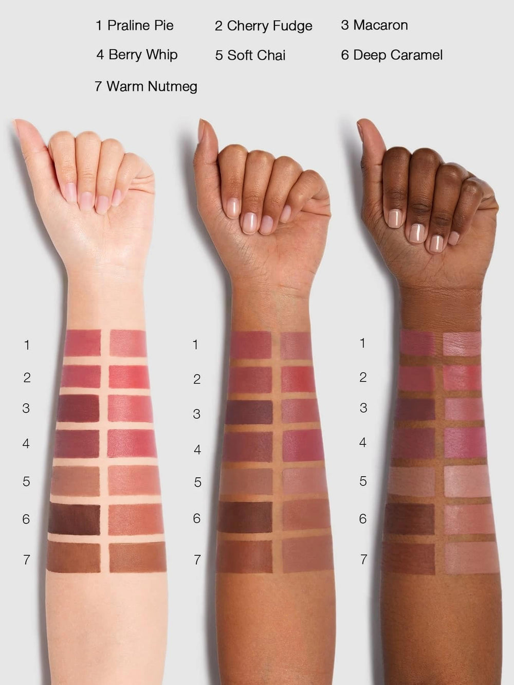 SHEGLAM swatch showing Deep Caramel matte texture and rich pigment