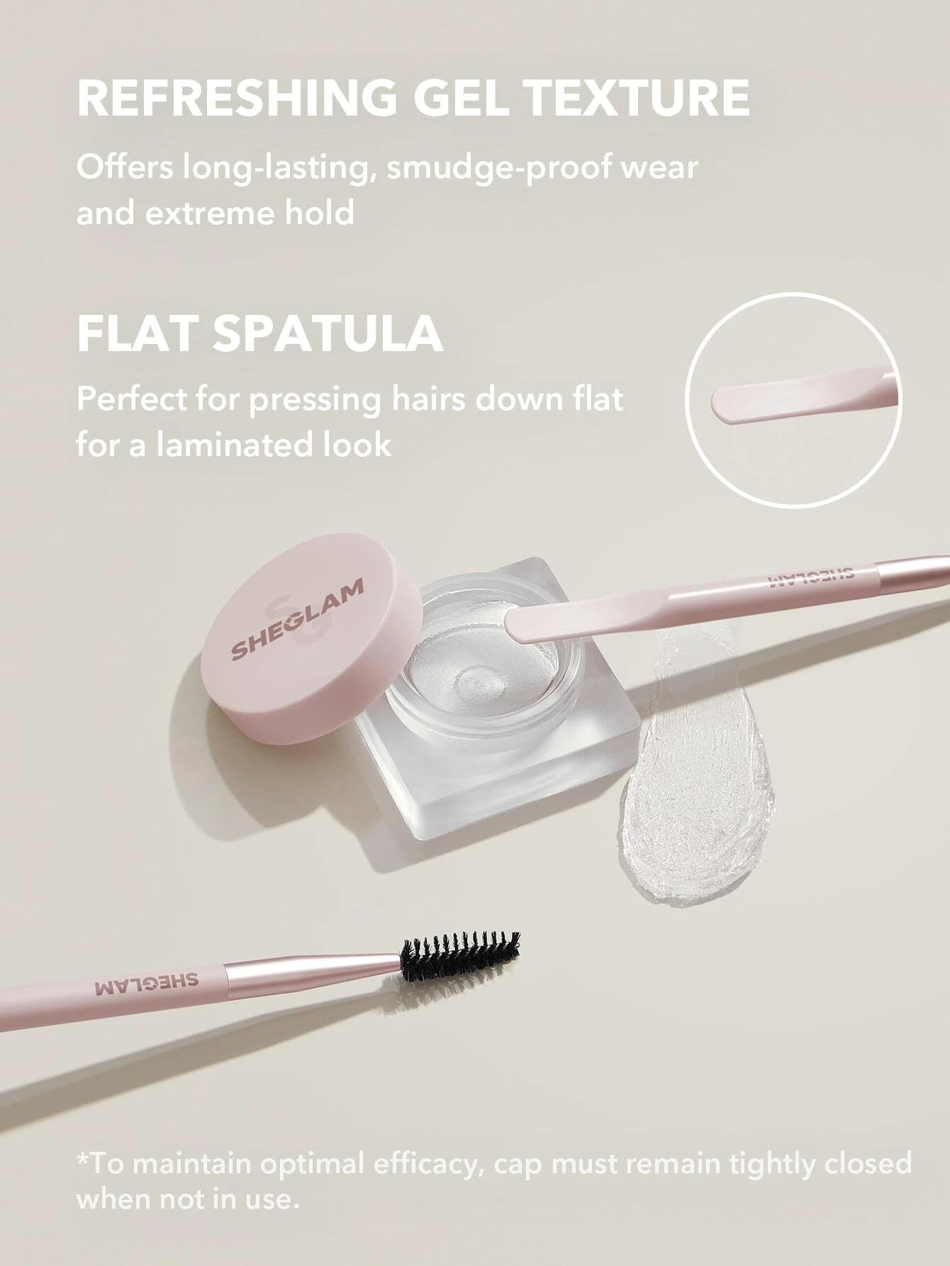 SHEGLAM dual-ended brow brush close-up for precise shaping and blending benefit