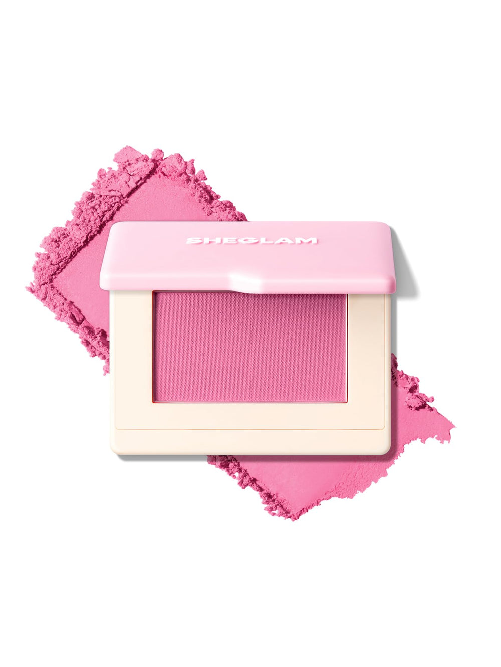 SHEGLAM compact front view showing shade 017 Wannabe and sleek packaging benefit portability