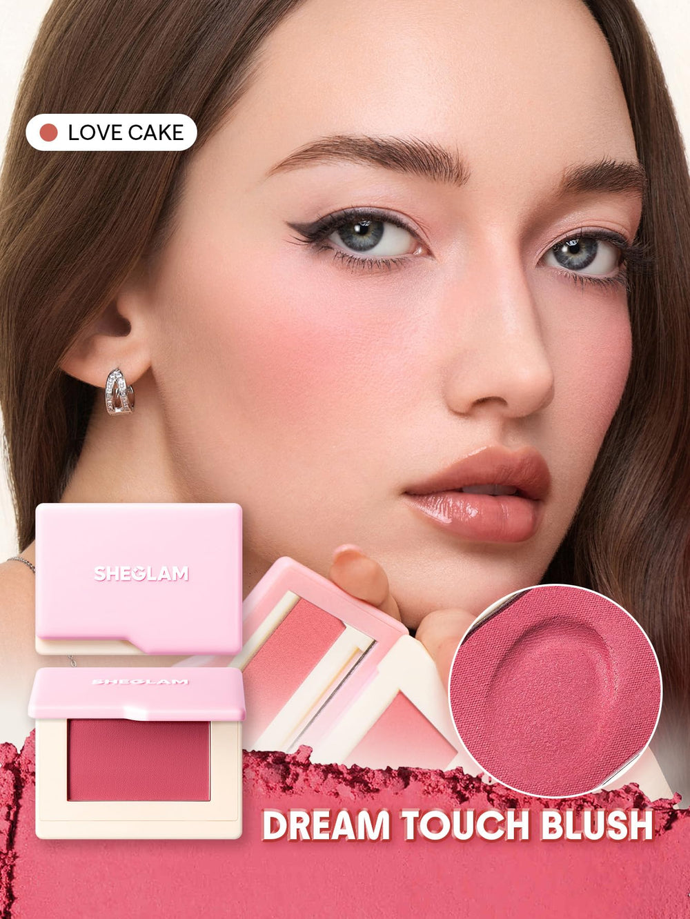 SHEGLAM close-up of powder surface showing silky texture and payoff