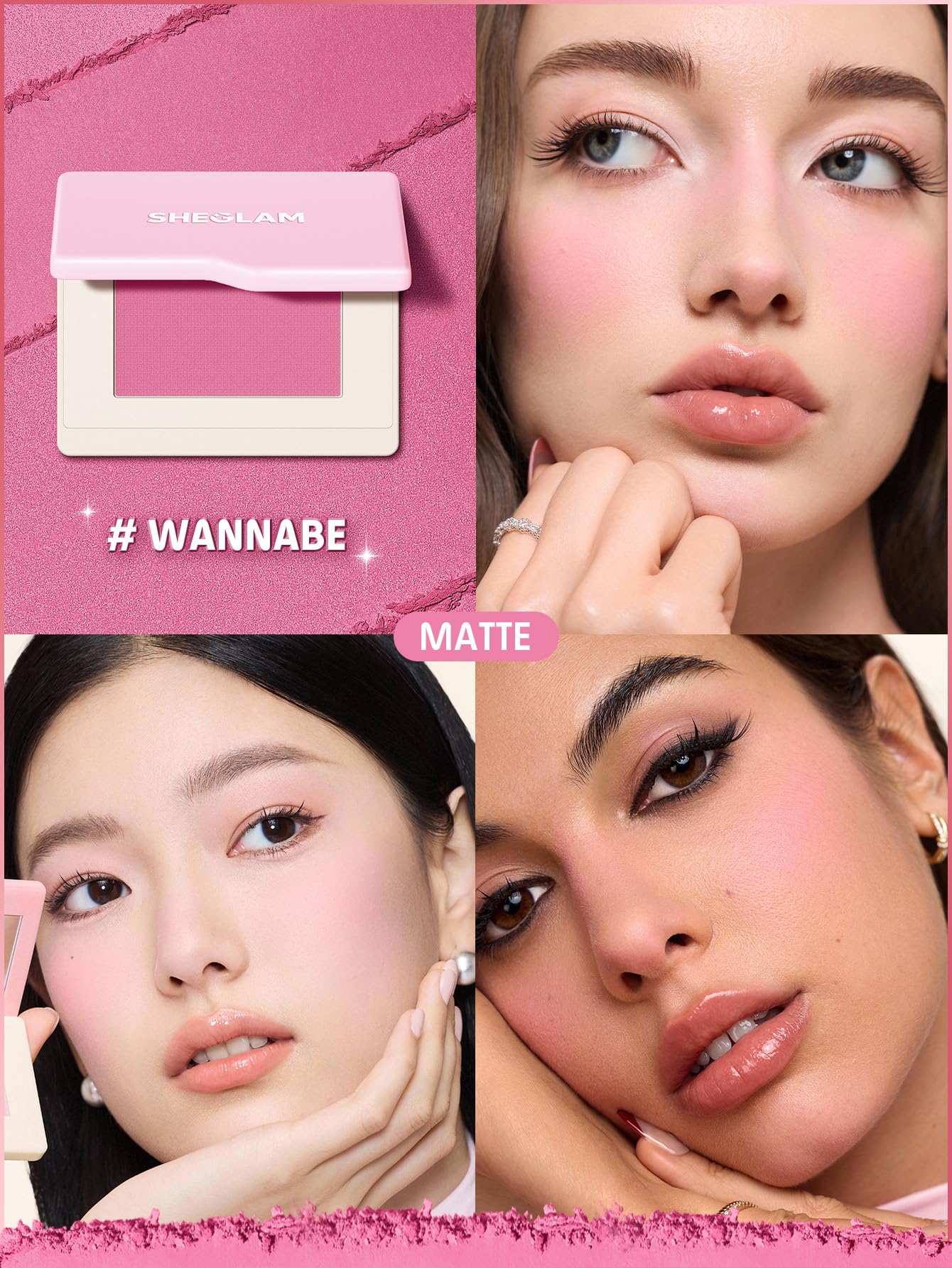 SHEGLAM texture swatch on skin illustrating creamy powder payoff for natural finish