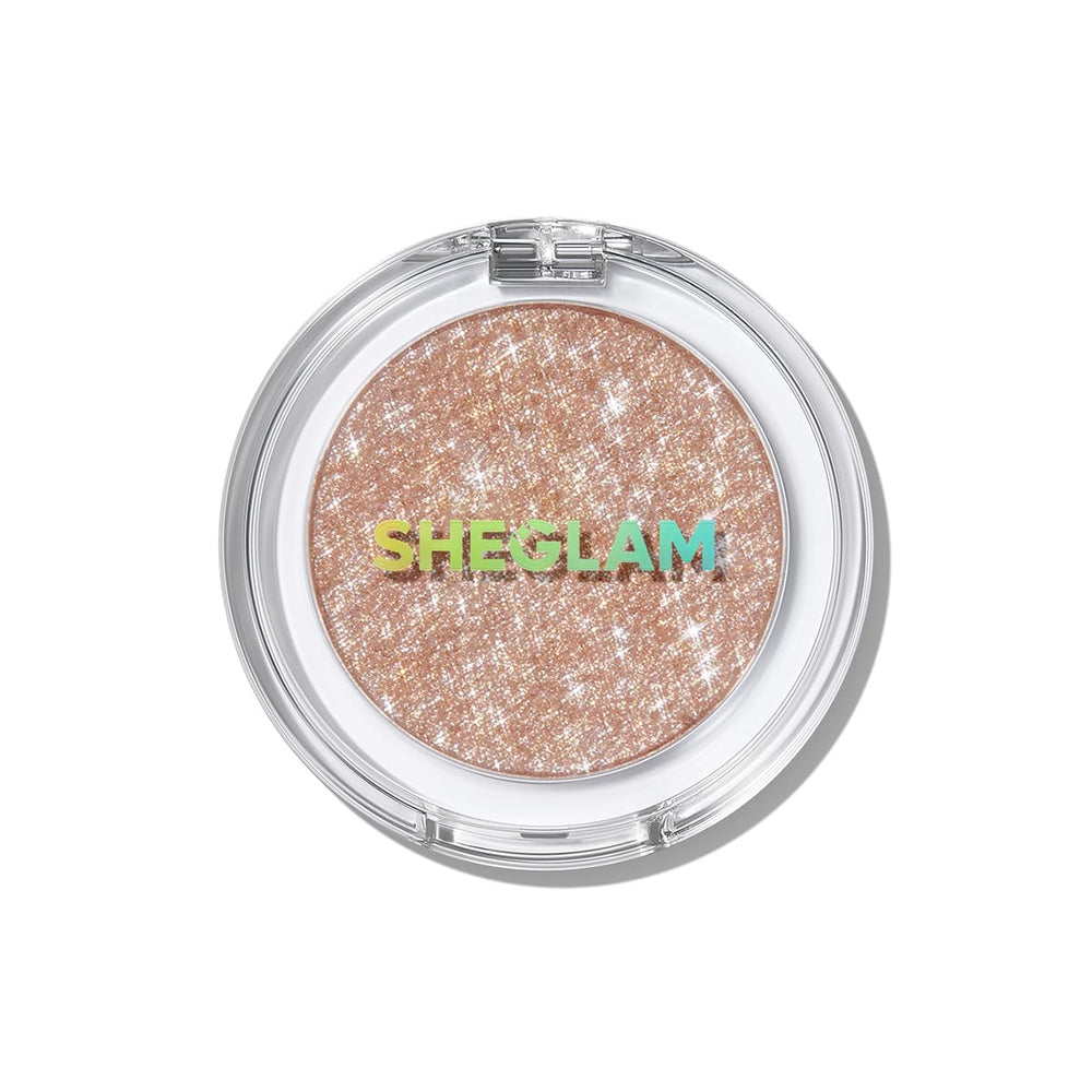 SHEGLAM compact front view showing sleek packaging and shade