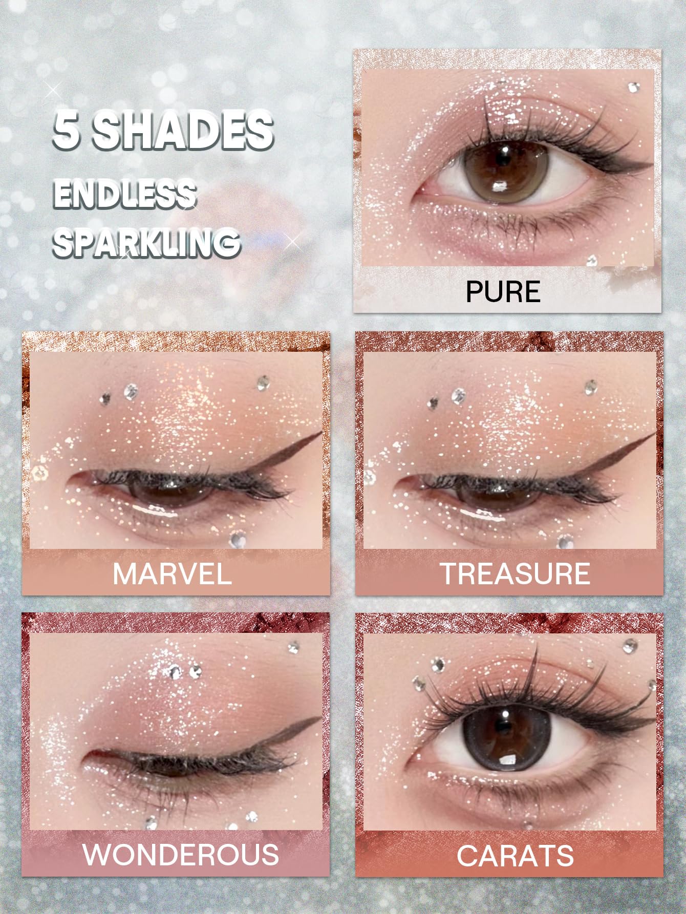 SHEGLAM texture close-up revealing fine sparkle and smooth blendability