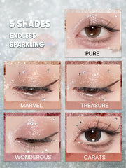 SHEGLAM texture close-up revealing fine sparkle and smooth blendability
