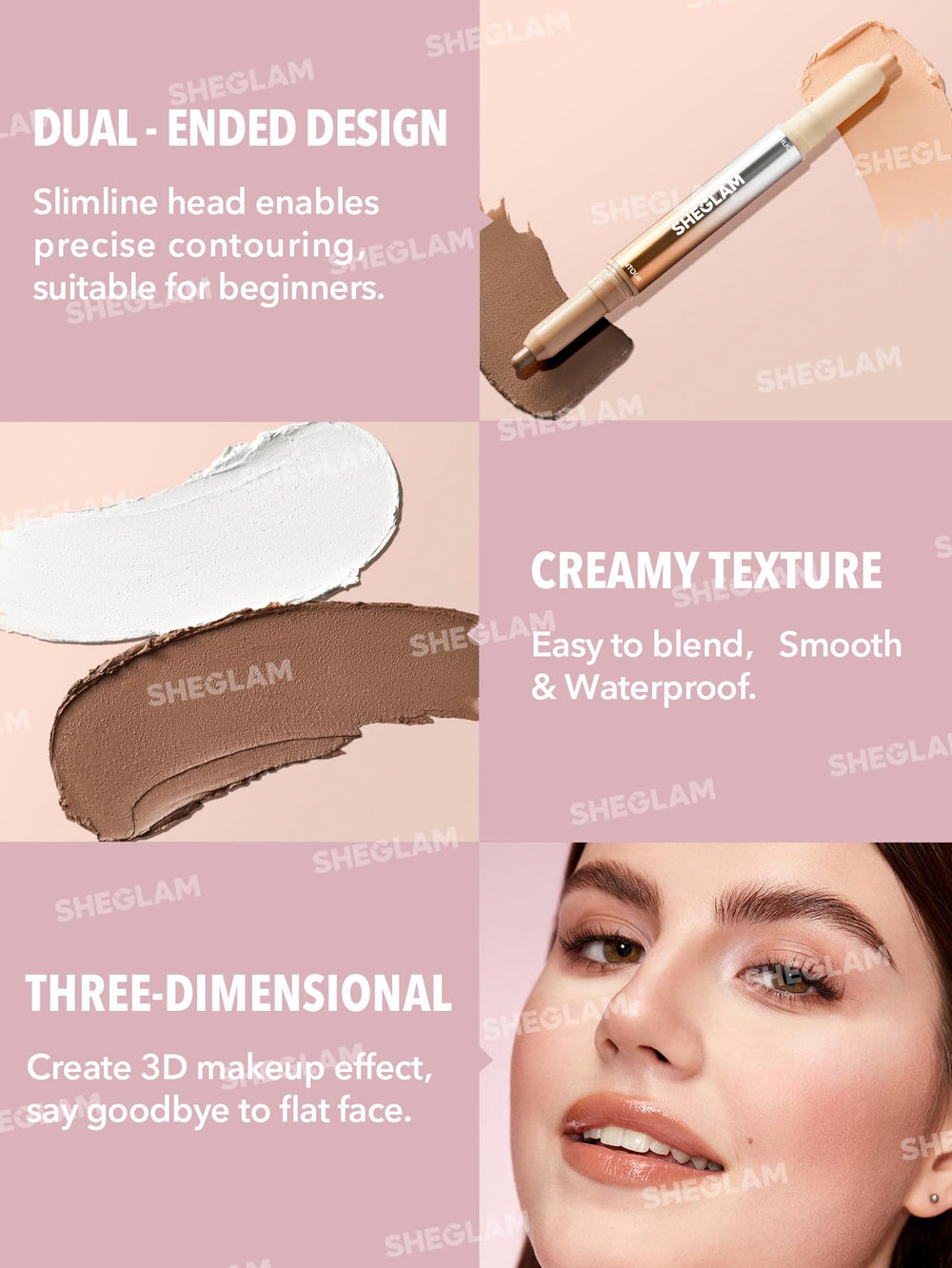 SHEGLAM product in use on nose to illustrate natural sculpting and long-lasting hold