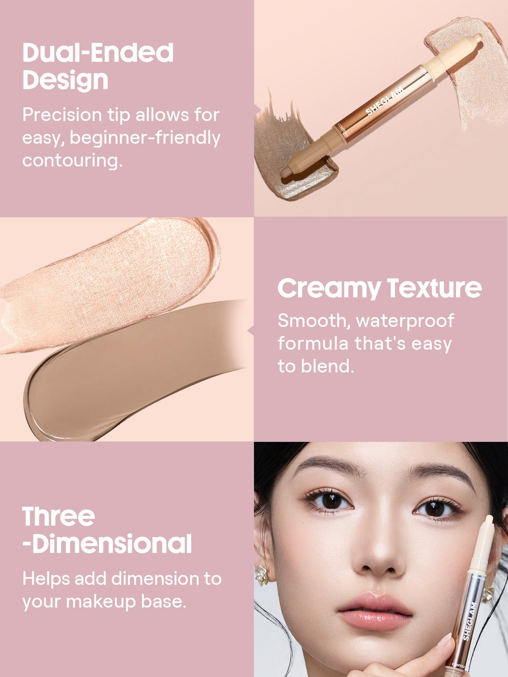 SHEGLAM texture swatch of creamy formula blending smoothly on skin