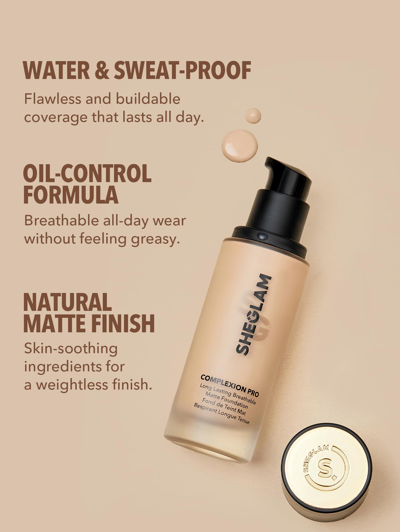 SHEGLAM matte finish on face showing shine control and airbrushed effect