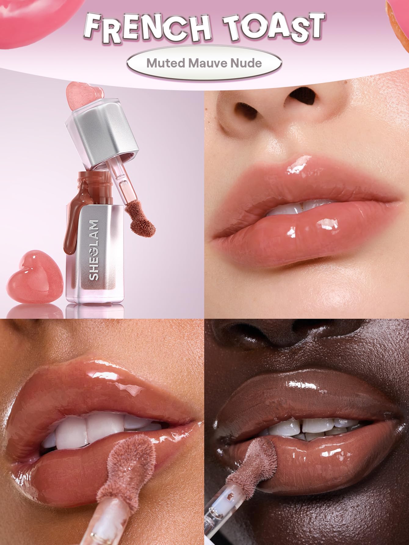 SHEGLAM texture swirl showing dewy, hydrating gloss consistency