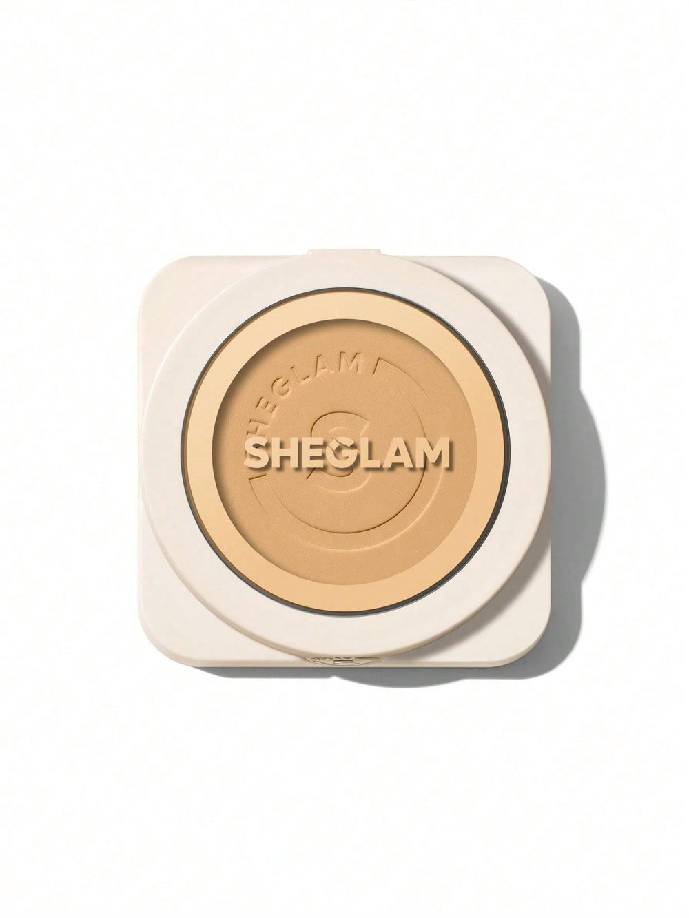 SHEGLAM compact front view showing sleek packaging and portability