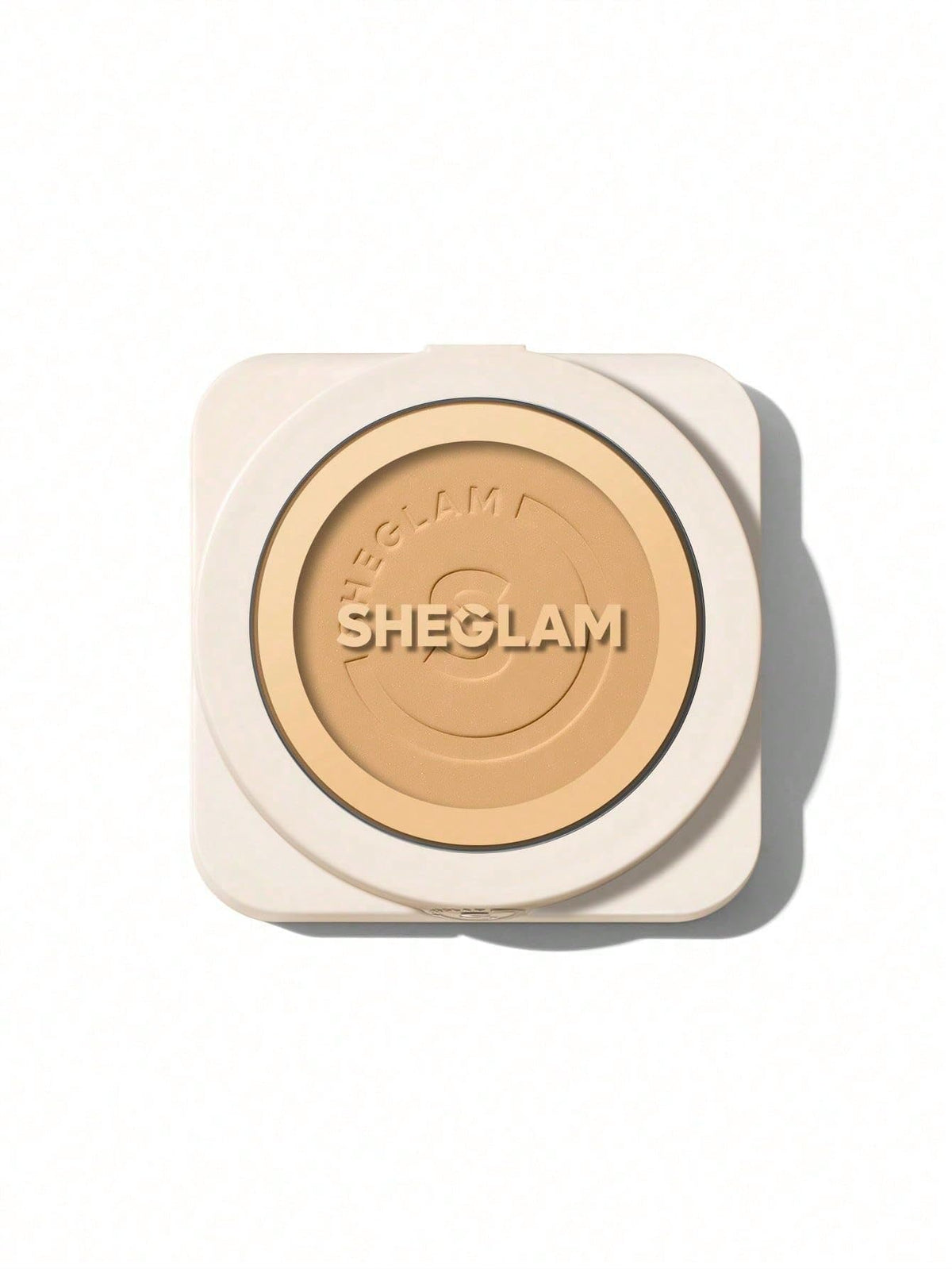 SHEGLAM compact front view showing sleek packaging and portability