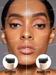 SHEGLAM model using the eye stamp to create a sharp waterproof wing