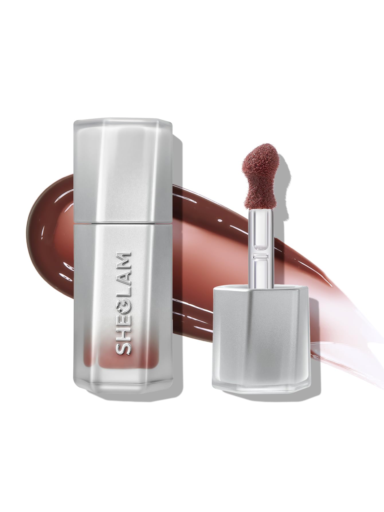 SHEGLAM front packaging shot showing sleek tube and shade Sepia Kiss