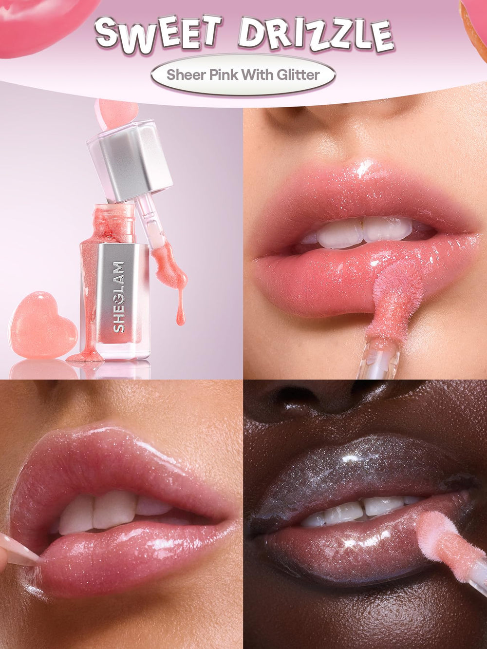 SHEGLAM gloss swatch on arm showing glossy color payoff and sheen