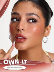 SHEGLAM close-up on lips showing mirror-like shine and moisturized appearance