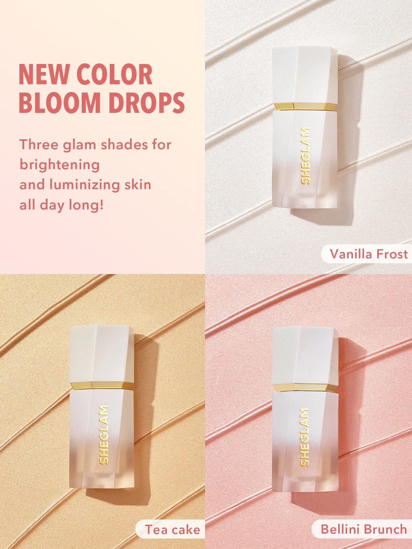 SHEGLAM before and after cheekbone comparison highlighting sculpting and luminous effect