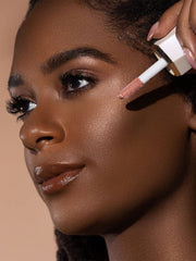 SHEGLAM open cap with liquid droplet showcasing smooth texture and blendable sheen