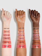 SHEGLAM Gold Rush worn in night-out setting delivering camera-ready luminous lips