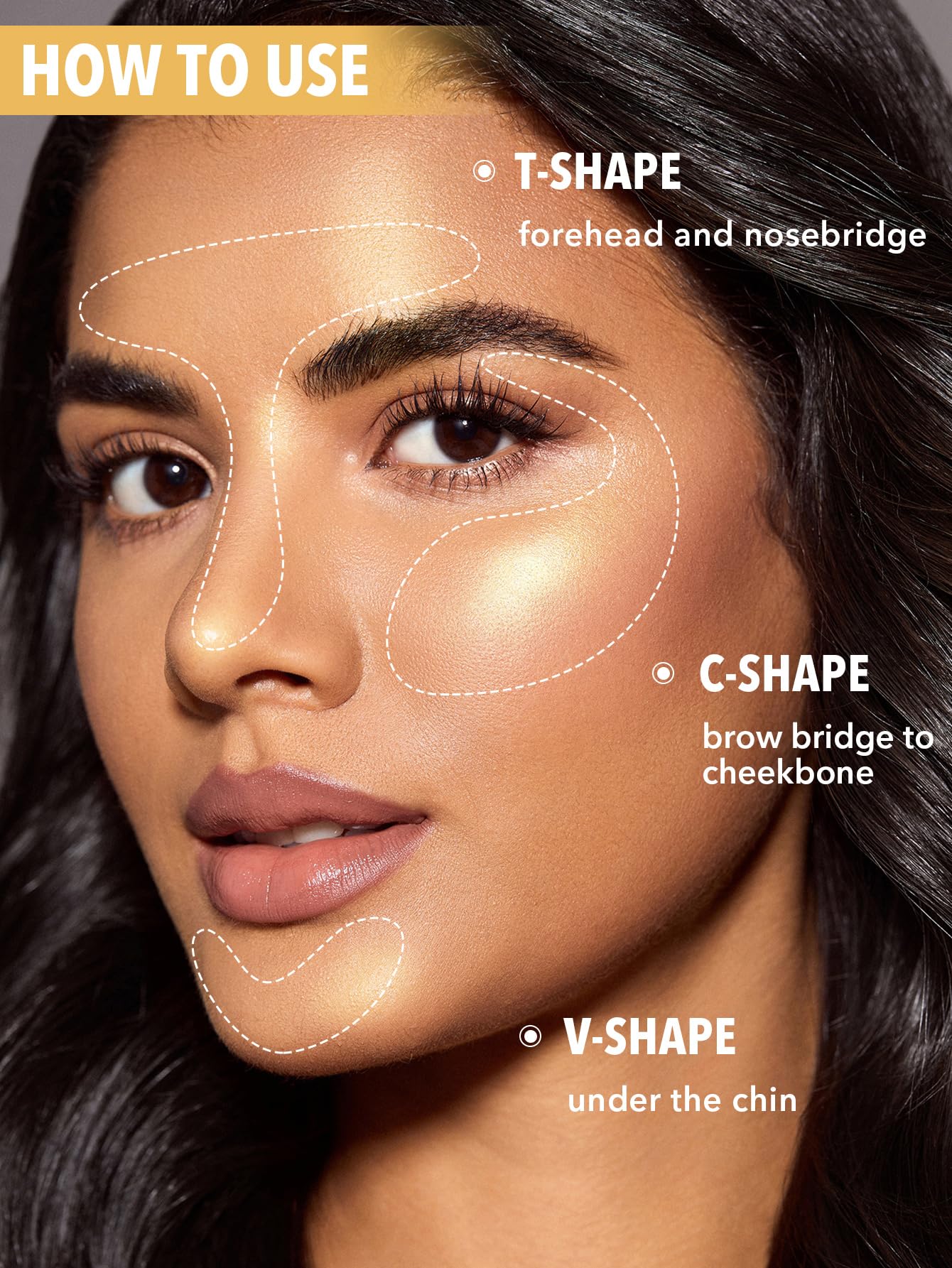 SHEGLAM close-up on nose and brow bone showing subtle luminous definition benefit