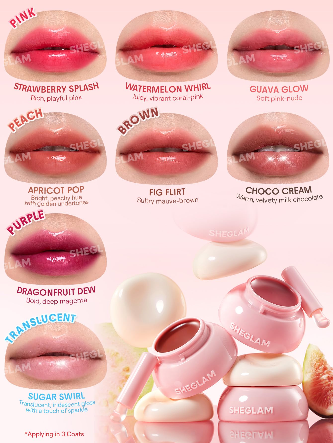 SHEGLAM before-and-after lips showing improved smoothness and glow