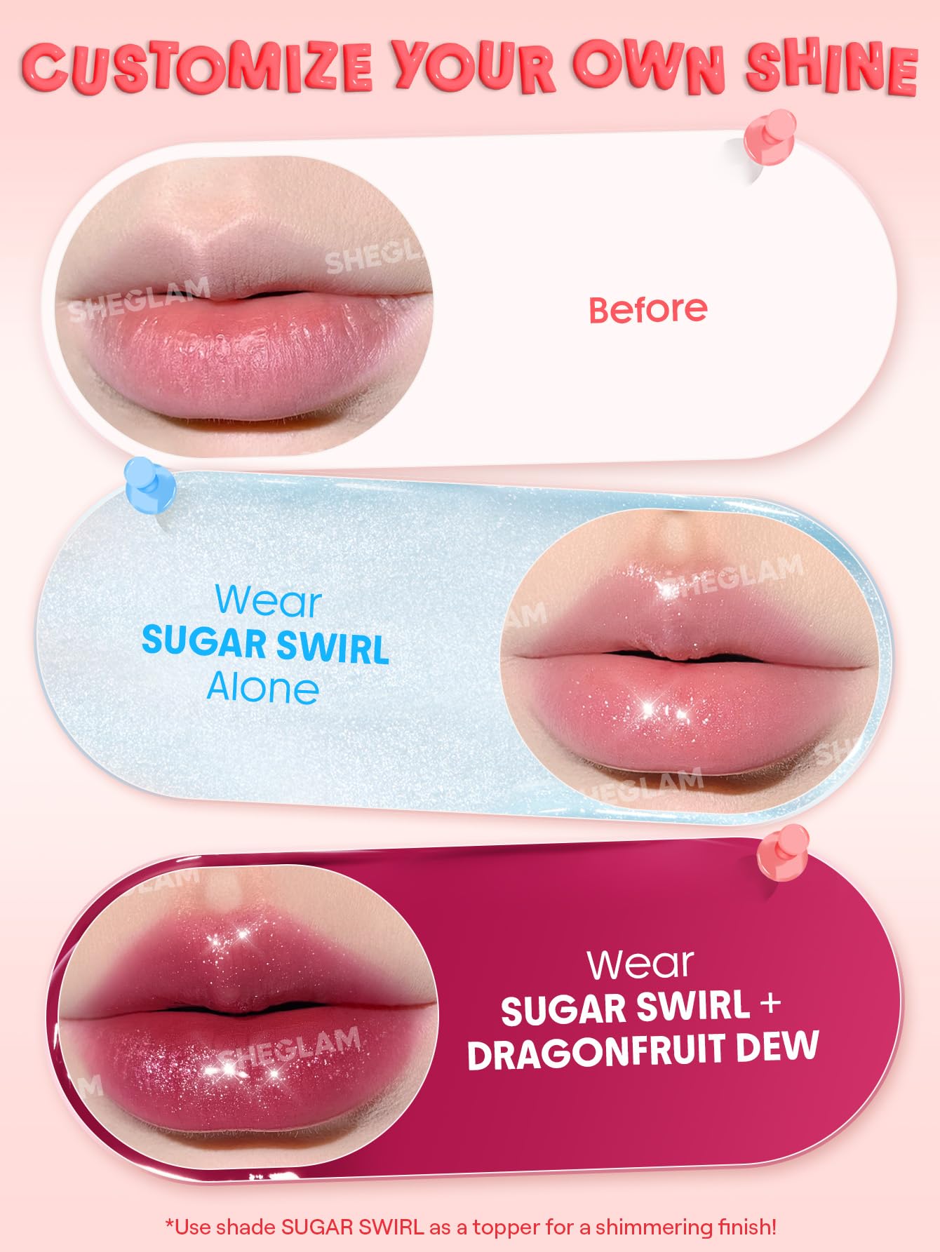 SHEGLAM inside a purse ready for on-the-go lip hydration and shine