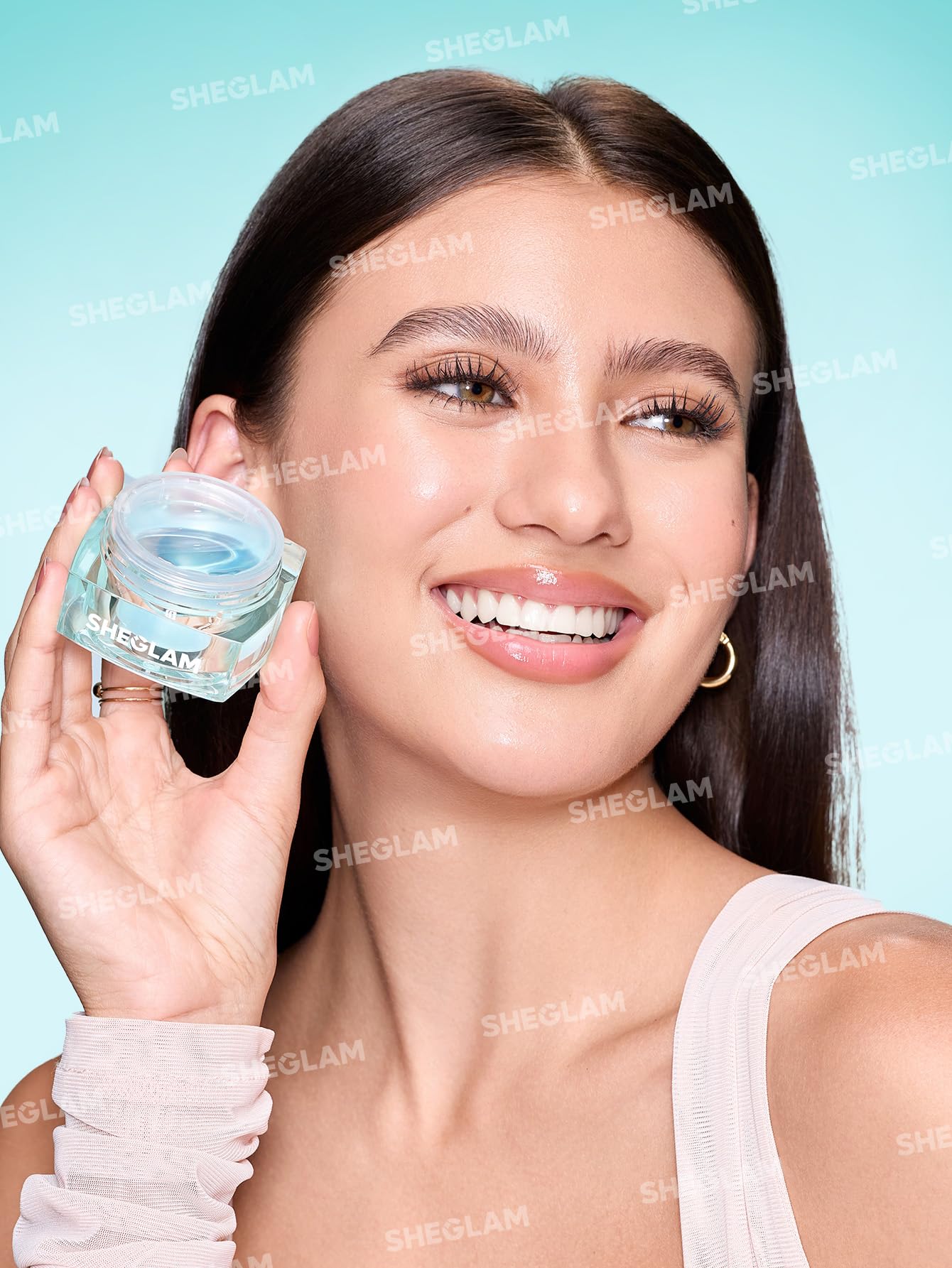 SHEGLAM on vanity in lifestyle shot conveying fresh, dewy skin benefit