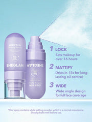 Hand holding SHEGLAM bottle showing convenient travel-friendly size benefit