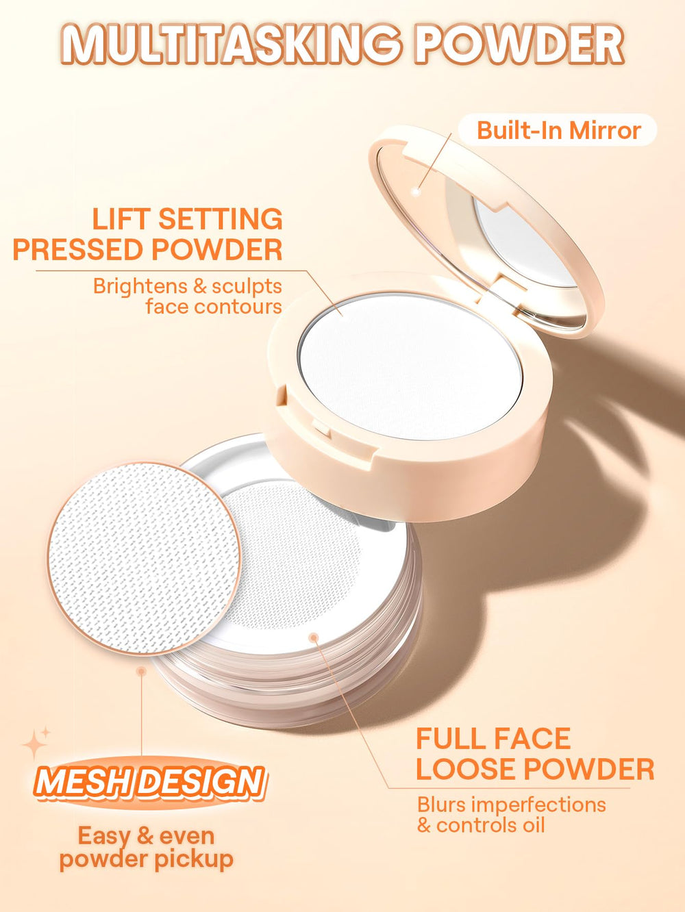 SHEGLAM brush applying pressed powder illustrating accurate sculpting and lift result