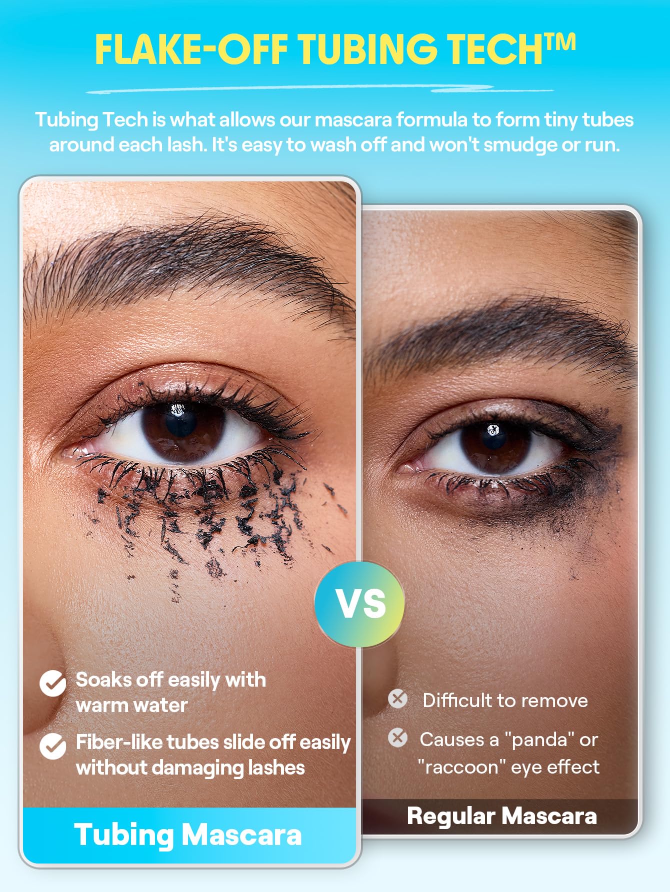 SHEGLAM Lashlighter before and after lashes showing length and volume