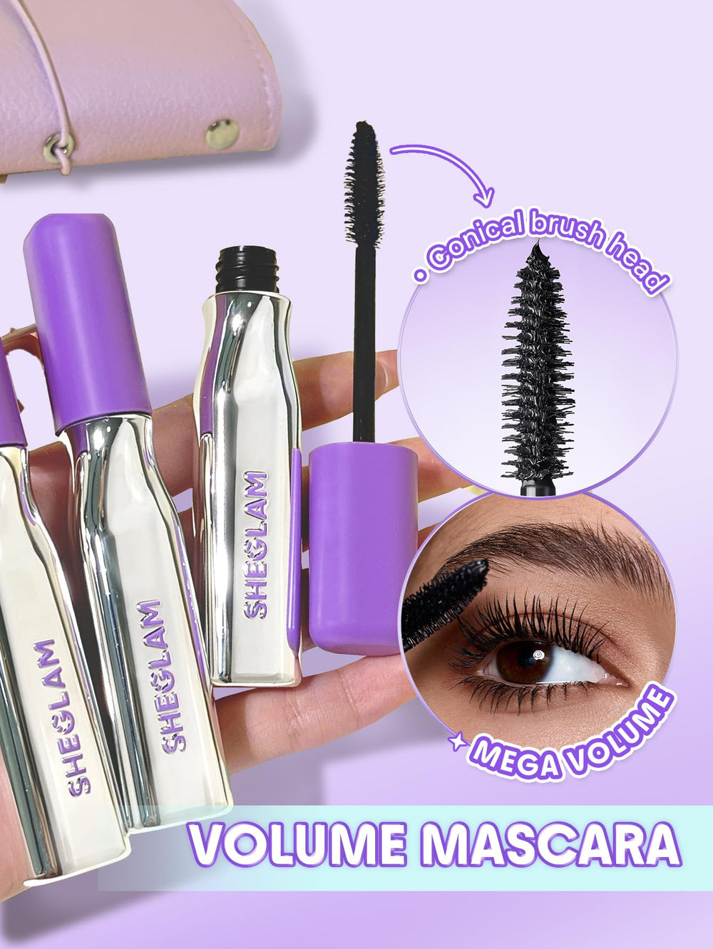 SHEGLAM Lashlighter texture swipe on skin showing rich formula for buildable volume