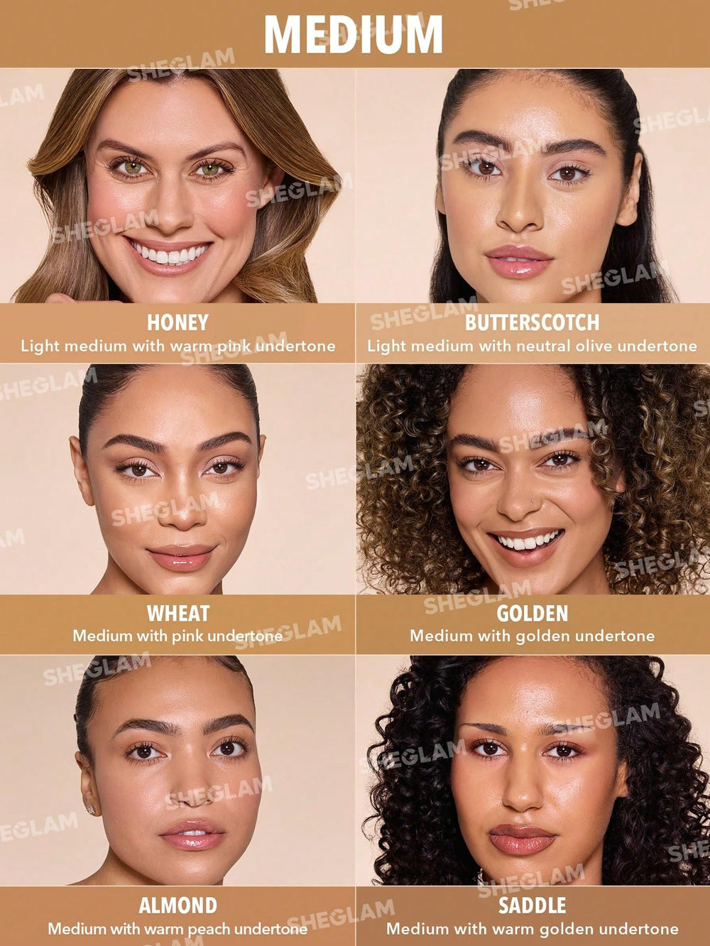 SHEGLAM foundation lifestyle image in Wheat shade illustrating natural skin finish