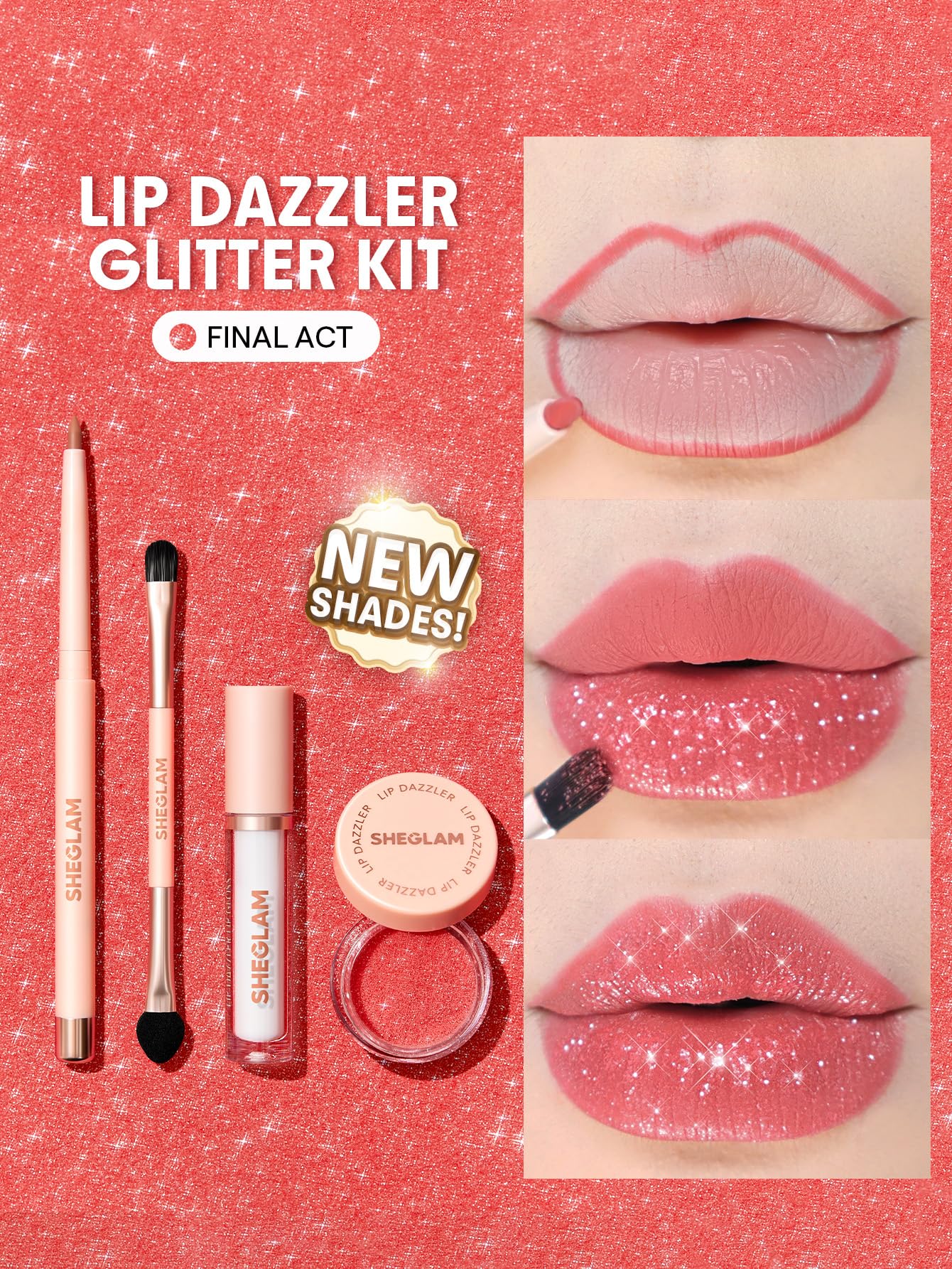 SHEGLAM adhesive and brush displayed for precise glitter application