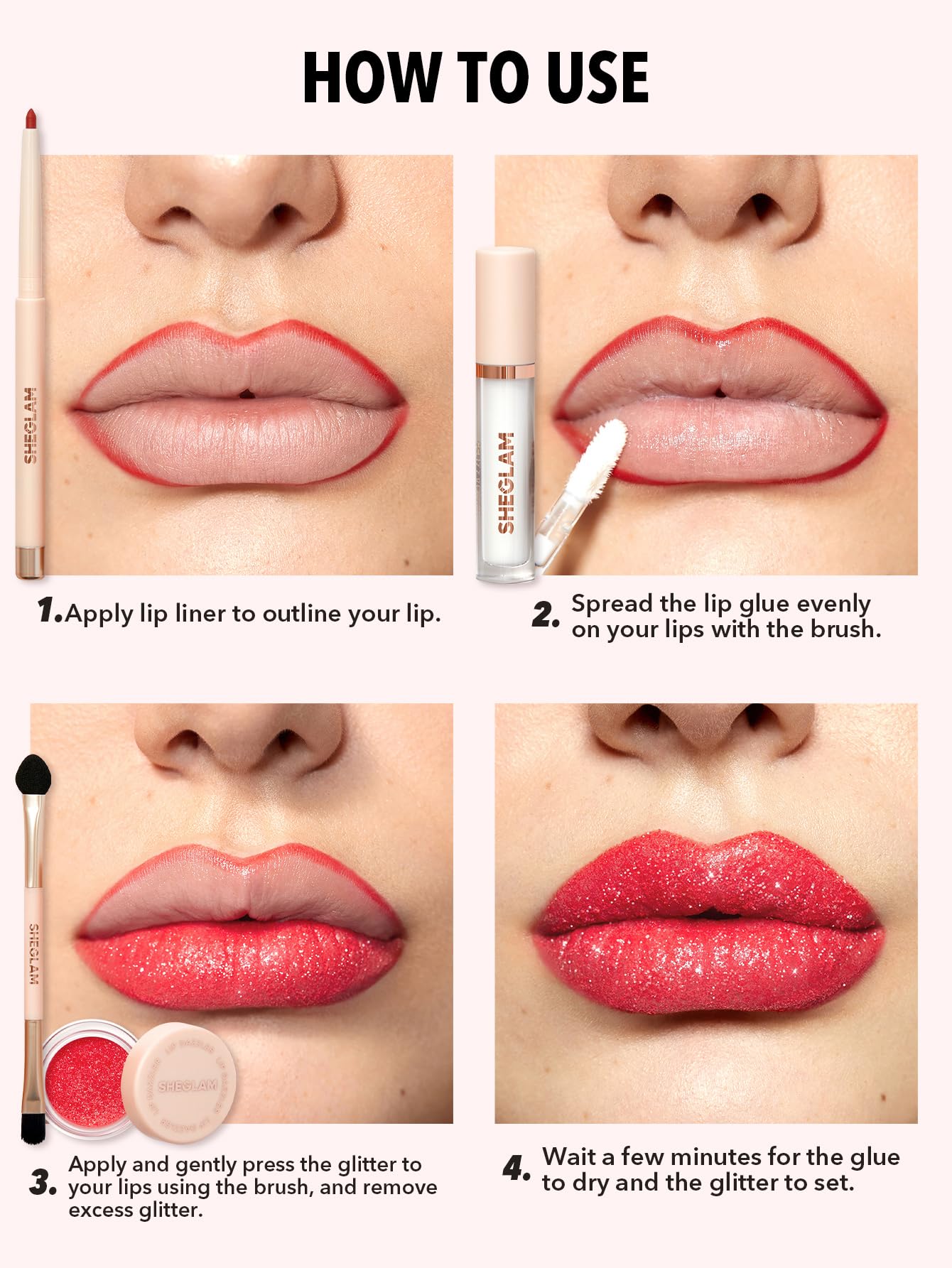 SHEGLAM glitter texture close-up highlighting fine reflective sparkle
