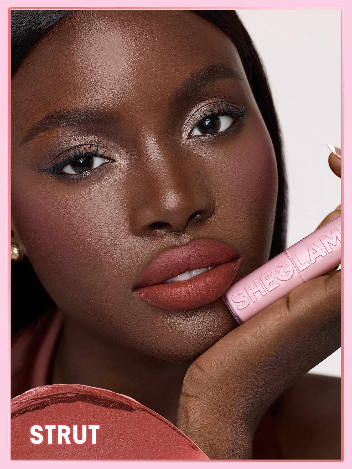 SHEGLAM worn by model in daylight showing natural matte finish benefit