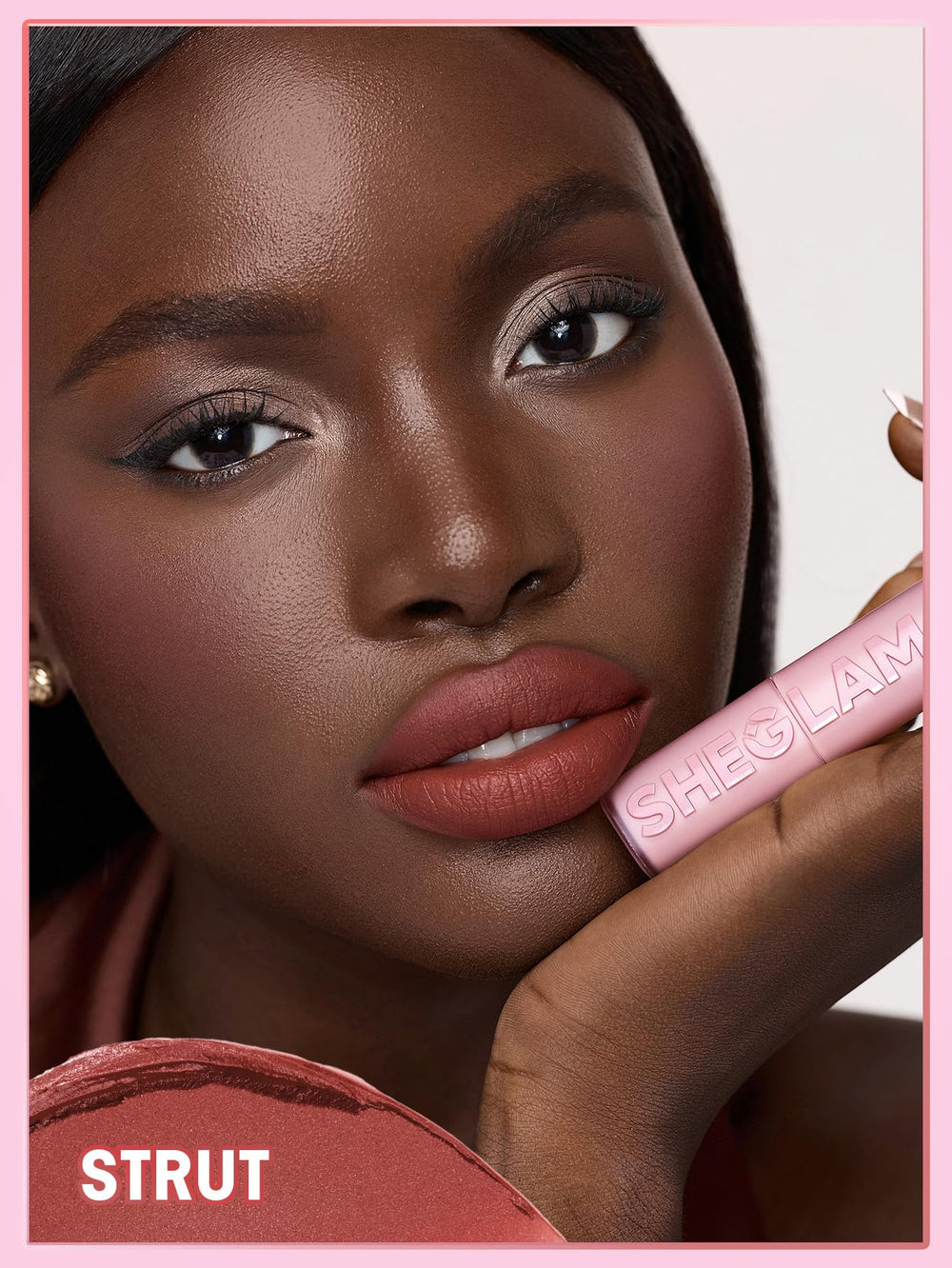 SHEGLAM worn by model in daylight showing natural matte finish benefit