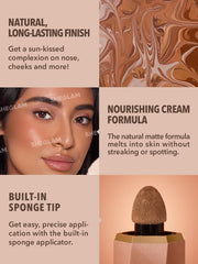 SHEGLAM liquid bronzer swatch showing creamy shimmer texture and blendability