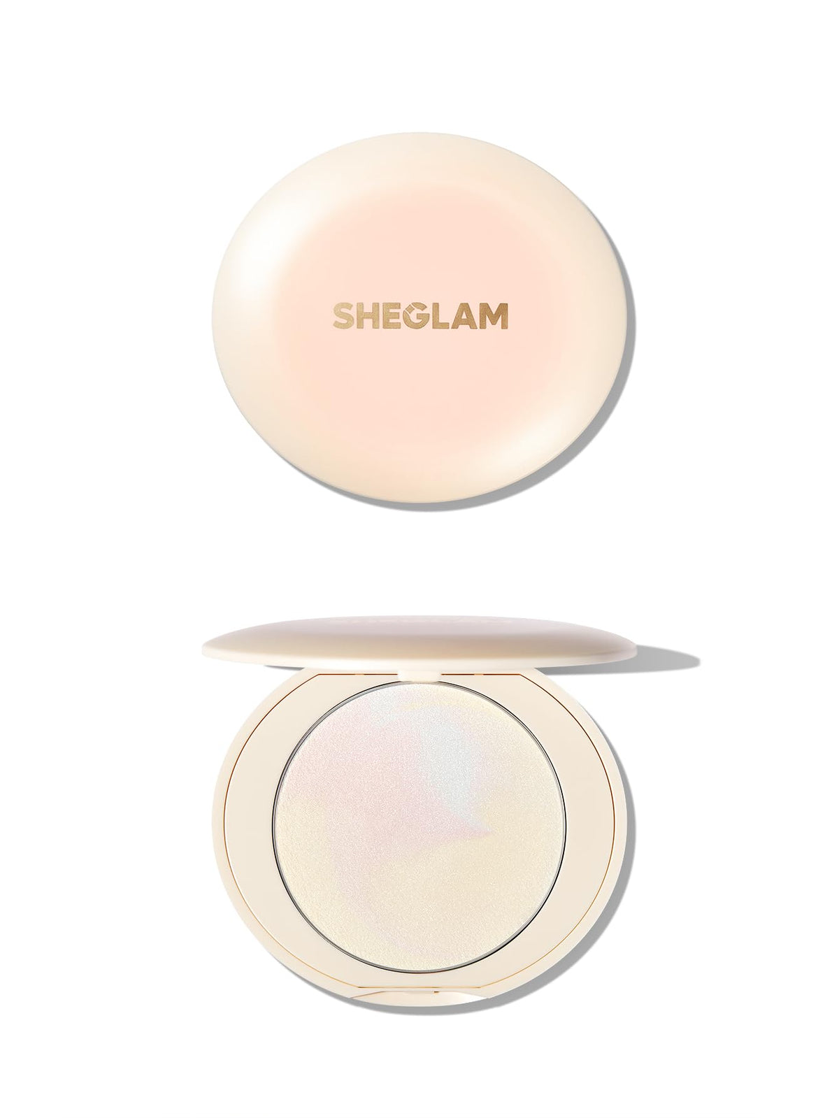 SHEGLAM compact front view showing sleek packaging and easy portability benefit