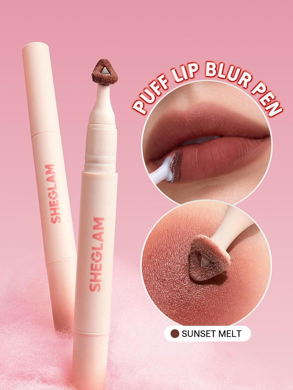 SHEGLAM lip swatch indoors illustrating plush matte finish