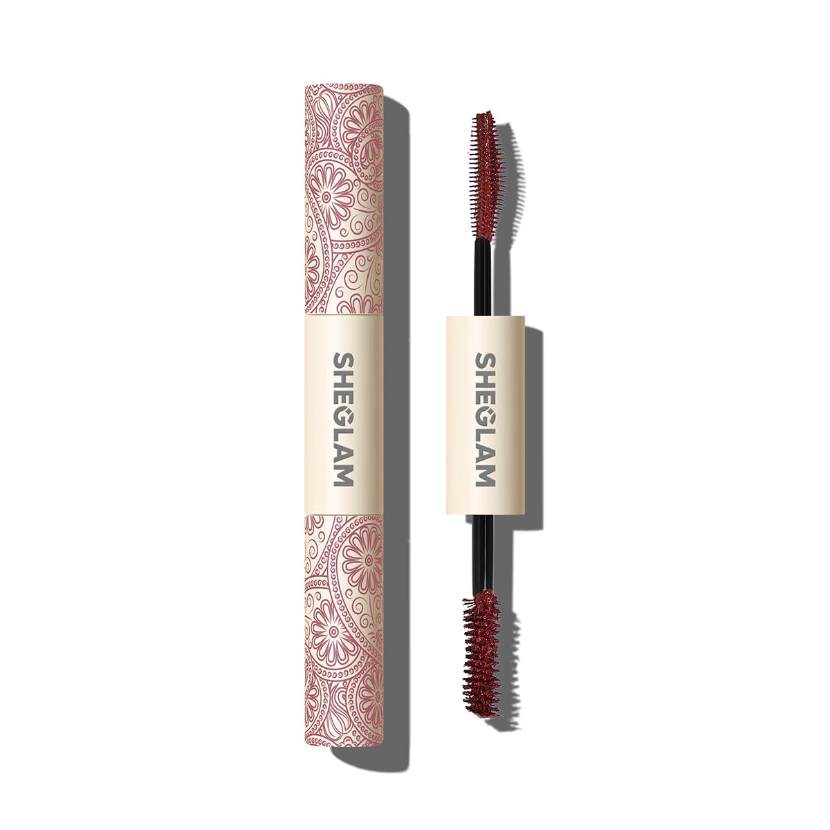 SHEGLAM front packaging showing waterproof burgundy and product benefit