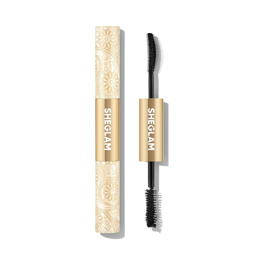 SHEGLAM front packaging shot showcasing elegant gold-infused mascara
