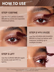 SHEGLAM mascara Macchiato before and after lashes demonstrating lift and fullness