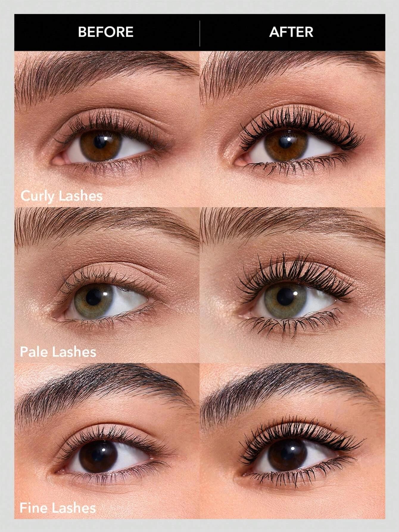 SHEGLAM mascara applied on eye close-up enhancing length and definition